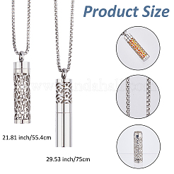 2 стиль 304 нержавеющая сталь коробка цепь полые колонны флакон духов подвеска ожерелья&nbsp;NJEW-FH0001-19