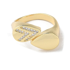 Стойка покрытие латунь микро паве кубический цирконий открытые манжеты кольца&nbsp;RJEW-M158-02G