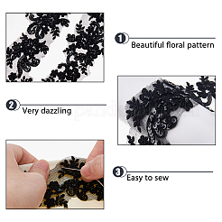 2 ярд полиэстерового кружева с цветочной вышивкой и стеклянными бусинами&nbsp;OCOR-DC0001-27B