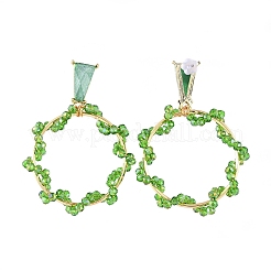 Стеклянные бусины болтаются ушными шпильками EJEW-JE03916-02