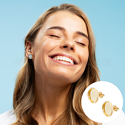 Плоские круглые серьги-гвоздики из нержавеющей стали 304&nbsp;STAS-UN0060-74D-G