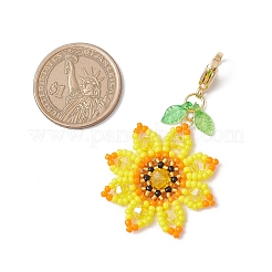 Подвеска-подсолнух из стеклянных бусинок&nbsp;HJEW-MZ00334