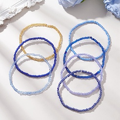 7шт. стеклянные бусины эластичные браслеты для женщин&nbsp;BJEW-MZ00265