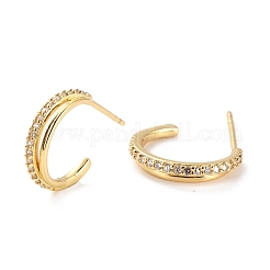 Сверкающие серьги полукольца с кубическим цирконием&nbsp;EJEW-C002-01G-RS