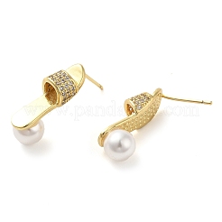 Серьга-гвоздик из латуни с микропаве из кубического циркония&nbsp;EJEW-C079-04G