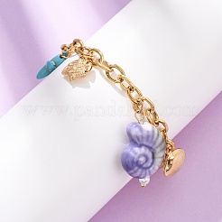 Браслеты с подвесками в виде черепахи и рыбы из нержавеющей стали 304 для женщин&nbsp;BJEW-F516-02G