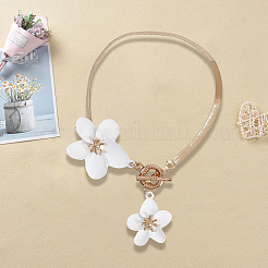 Браслеты на ногу с подвесками из белого цветка из сплава и пластика для женщин&nbsp;AJEW-WH20080-95A