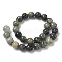 Нити из бусин рутилированного кварца с натуральным зеленым кроличьим мехом&nbsp;G-F818-A04-14mm