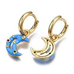 Серьги-кольца из латуни с микро-паве из фианита&nbsp;EJEW-T014-40G-NF