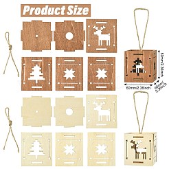 1 набор из 6 шт. 2 стилей рождественских квадратных деревянных украшений для сращивания&nbsp;ST-CJ0040-001