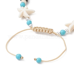 Синтетические бирюзовые бусины плетеные браслеты для мужчин и женщин&nbsp;BJEW-JB11993-01