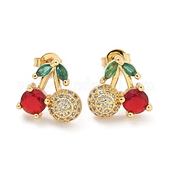 Латунь кубического циркония серьги стержня&nbsp;LS-EJEW-Q017-03B-G