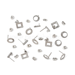 16 шт. 4 стиля фурнитуры для сережек-гвоздиков из нержавеющей стали 304 STAS-FS0001-83P