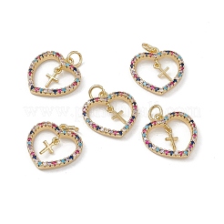 Латунные разноцветные подвески из кубического циркония&nbsp;KK-E068-VA055-2