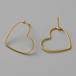 Серьги-гвоздики из золотой латуни с полой геометрией&nbsp;EJEW-WH0012-127J