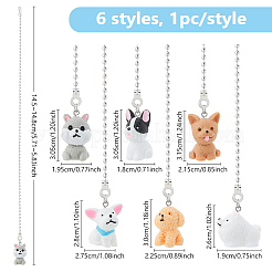 6 шт. 6 стиля подвески для собак из смолы&nbsp;HJEW-DC00017