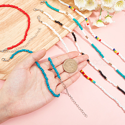 15 шт. 15 стиля круглых стеклянных бусин колье-чокер&nbsp;NJEW-AR0001-01