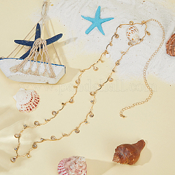 Океан железо стекло стразы форма ракушки кисточка талия живот тело цепи для женщин&nbsp;AJEW-WH20019-86