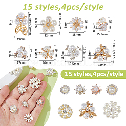 60 шт. 15 стиля кабошонов из сплава со стразами FIND-FH0011-73