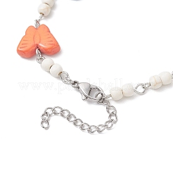 Браслеты-связки из синтетических бирюзовых бусин в виде бабочек для женщин&nbsp;BJEW-JB12118