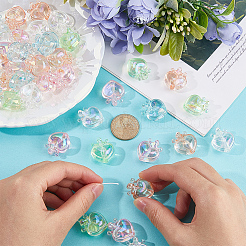 50 шт. 5-цветное УФ-покрытие прозрачные радужные переливающиеся акриловые бусины&nbsp;OACR-SC0001-85