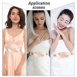 Шифоновый пояс-цепочка с цветком и стразами из сплава&nbsp;AJEW-WH0248-43