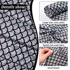 Блестящая голограмма спандекс русалка ткань с принтом рыбьей чешуи&nbsp;AJEW-WH0314-30C