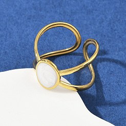 Овальные эмалевые манжеты из нержавеющей стали 304 для женщин&nbsp;RJEW-G355-03G