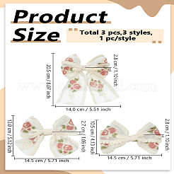 3 шт. 3 стиля заколки для волос из полиэстера с бантом&nbsp;PHAR-LP0002-41