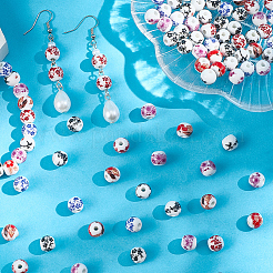 Фарфоровые керамические бусины ручной работы с цветочным принтом&nbsp;PORC-LT0001-12C