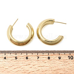 Серьги-гвоздики в форме буквы С из латуни с покрытием стойки&nbsp;EJEW-L308-02G