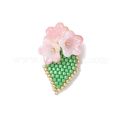 4 шт. подвески-цветы из стеклянных бусин ручной работы 4 цветов&nbsp;PALLOY-MZ00794