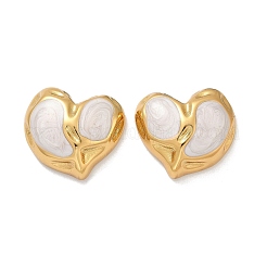 Серьги-гвоздики с эмалью из нержавеющей стали 304 в форме сердца&nbsp;LS-EJEW-M105-03G