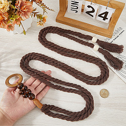 1 шт. плетеный вручную хлопковый пояс с кисточками для женского платья&nbsp;AJEW-CP0010-25B