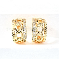 Латунные серьги-манжеты из прозрачного кубического циркония&nbsp;EJEW-F370-17G