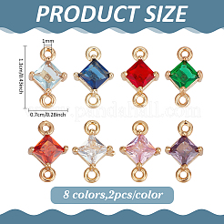 16 шт. 8-х цветные прозрачные стеклянные звенья/соединители&nbsp;GLAA-ME0001-12