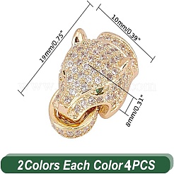 4 комплект 2-х цветных латунных застежек с микропаве из кубического циркония&nbsp;FIND-AR0004-96