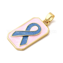 Подвески из латуни с эмалью в форме прямоугольника с узором из шелковой ленты&nbsp;KK-C134-33A