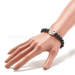 Эластичный браслет из натуральной лавы с деревом жизни BJEW-JB07692