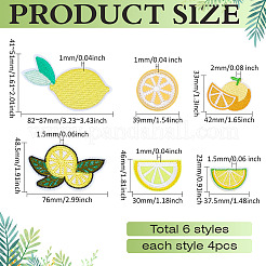 24 шт. 6 стили полиэстеровых нашивок лимонного цвета&nbsp;PATC-MA0001-49