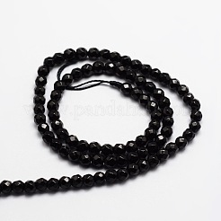 Ограненные круглые бусины из натурального оникса&nbsp;X-G-E318C-4mm-06