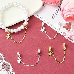 4 шт. 2-цветные латунные прозрачные кубические циркониевые цепочки безопасности с подвесками&nbsp;KK-CJ0003-86