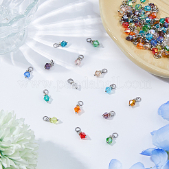 90 шт. 15-х цветные прозрачные гальванические стеклянные подвески&nbsp;PALLOY-FH00173