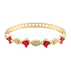 Шарнирный браслет с ромбами и конским глазом из циркония&nbsp;BJEW-N012-046