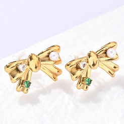 Серьги-гвоздики из нержавеющей стали 304 с микропаве из кубического циркония&nbsp;EJEW-D309-04G