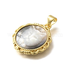 Латунь паве натуральный черный губа ракушка резные кошачьи концы&nbsp;KK-Z091-08G-02