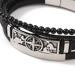 Плетеные браслеты из микрофибры и кожи&nbsp;LS-BJEW-B096-06H