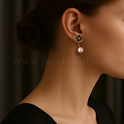 2 пара двухцветных сережек-гвоздиков в виде цветка из сплава&nbsp;EJEW-HY0001-56