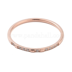 Кольца для пальцев из нержавеющей стали 304 с ионным покрытием (IP) и прозрачным кубическим цирконием&nbsp;RJEW-B068-01C-RG