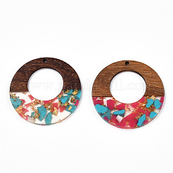 Подвески из прозрачной смолы и ореха&nbsp;RESI-TAC0017-74-A04